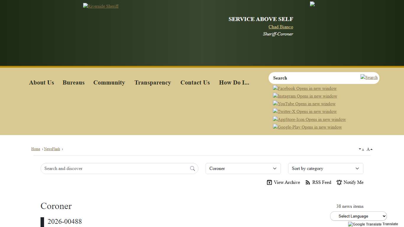 Press Releases • Riverside County Sheriff, CA